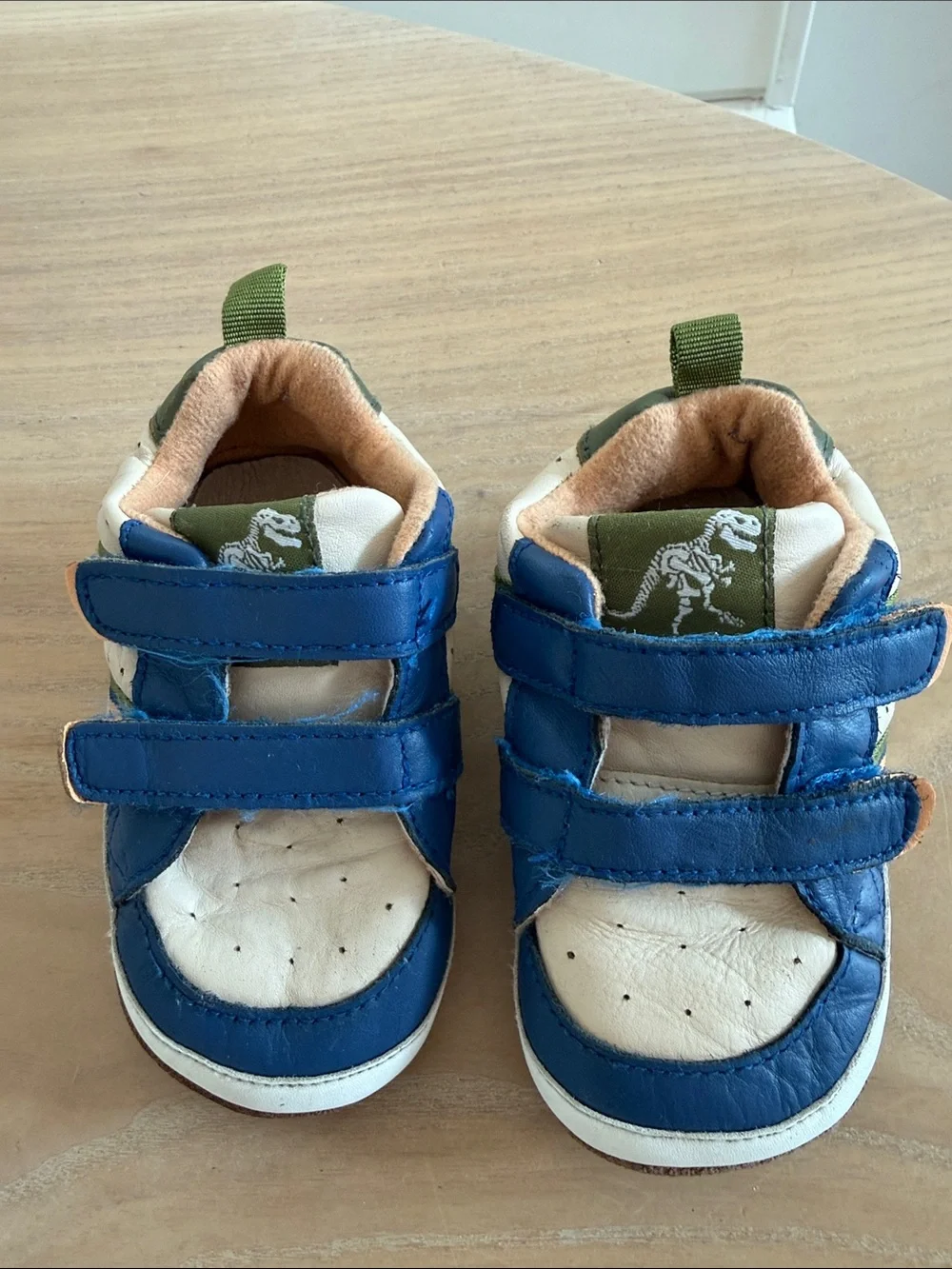 Robeez Blue and Beige Velcro Baby First Walkers- 18-24month